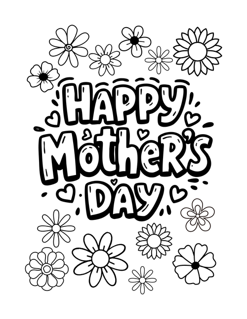 20 Simple Mother's Day Coloring Sheets for children. Seasonal, Holiday Printables